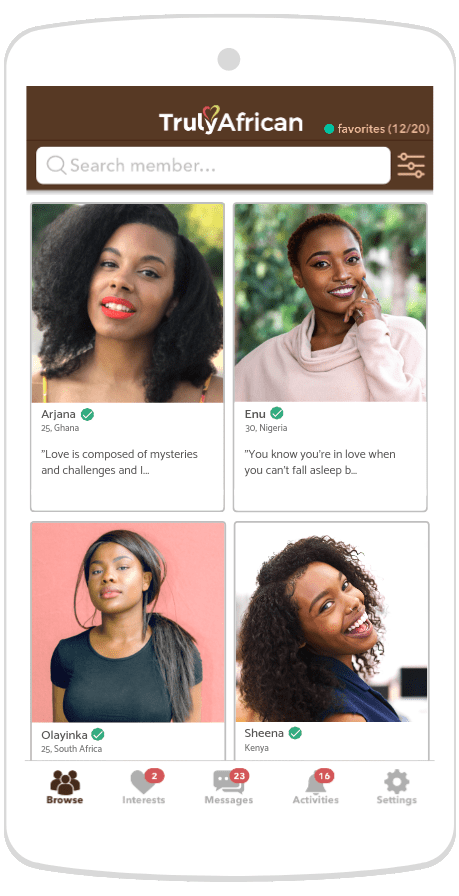 profiles in an African dating app