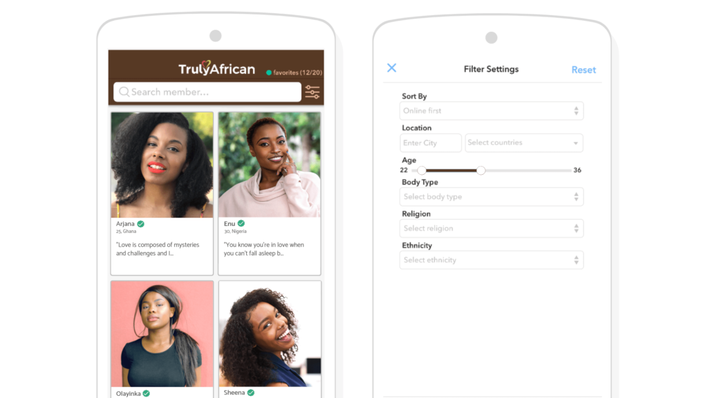 trulyafrican app browse and search feature